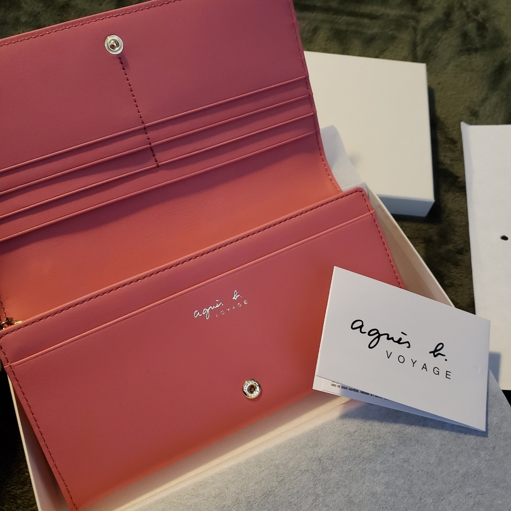 Agnes B Voyage Designer Pink Leather Wallet